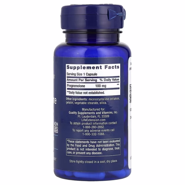 Life Extension, Pregnenolona, 100 mg, 100 cápsulas - Imagen 2
