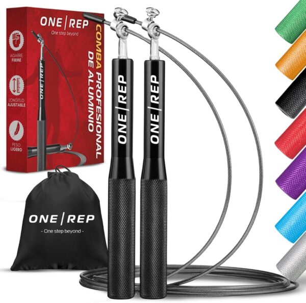 Cuerda saltar Profesional de Aluminio Ajustable ED– Cuerda de Saltar para Crossfit, Boxeo y Fitness | Jump Rope Ligera y Rápida con Rodamientos 360°