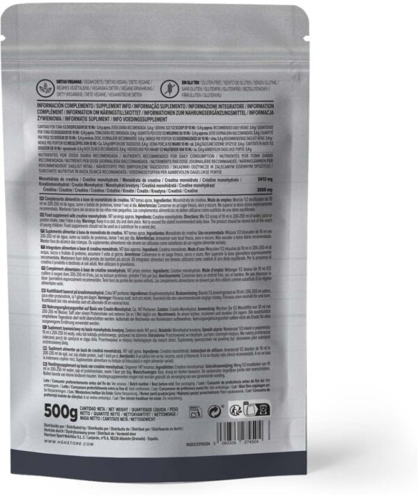 HSN Creatina Monohidrato en Polvo Sin Sabor 500g  - Imagen 2