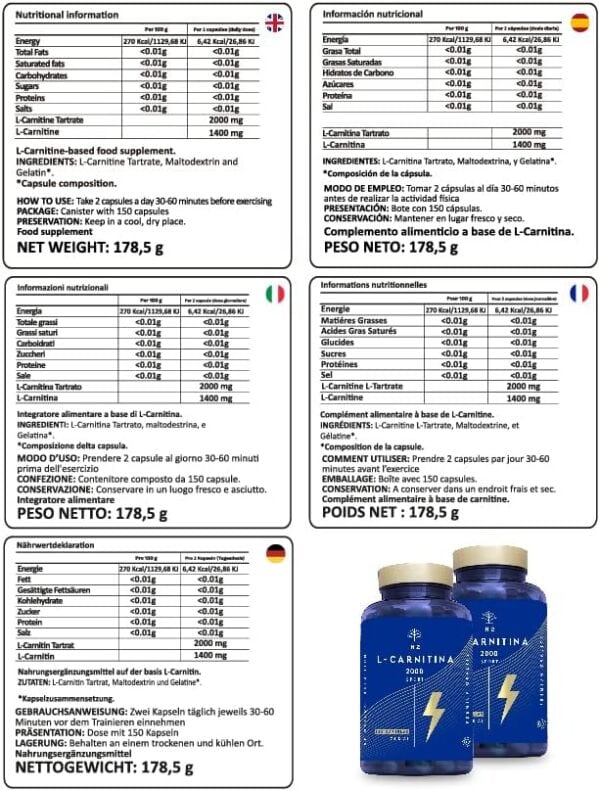 L CARNITINA 100% Natural 2000 mg - Imagen 2