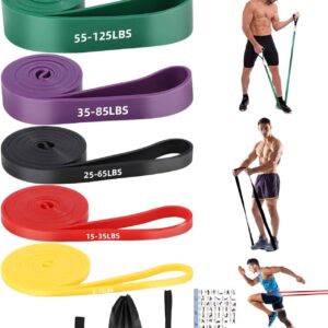 Bandas de Resistencia, con Anclaje para Puerta, asa, Bolsa de Transporte, Bandas de Resistencia para Fitness, Estiramiento, Yoga