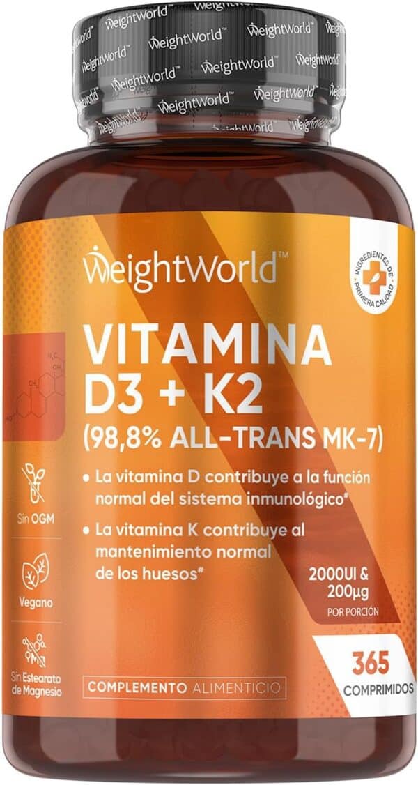 Vitamina D3 y K2 2000 UI + 200 µg