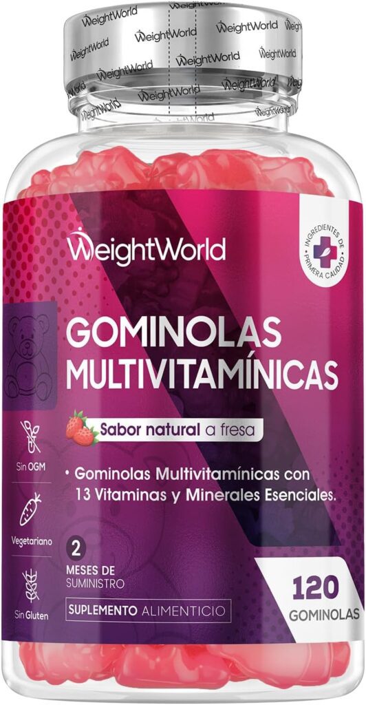 Gominolas funcionales con vitaminas y minerales – Sabor fresa 120 uds