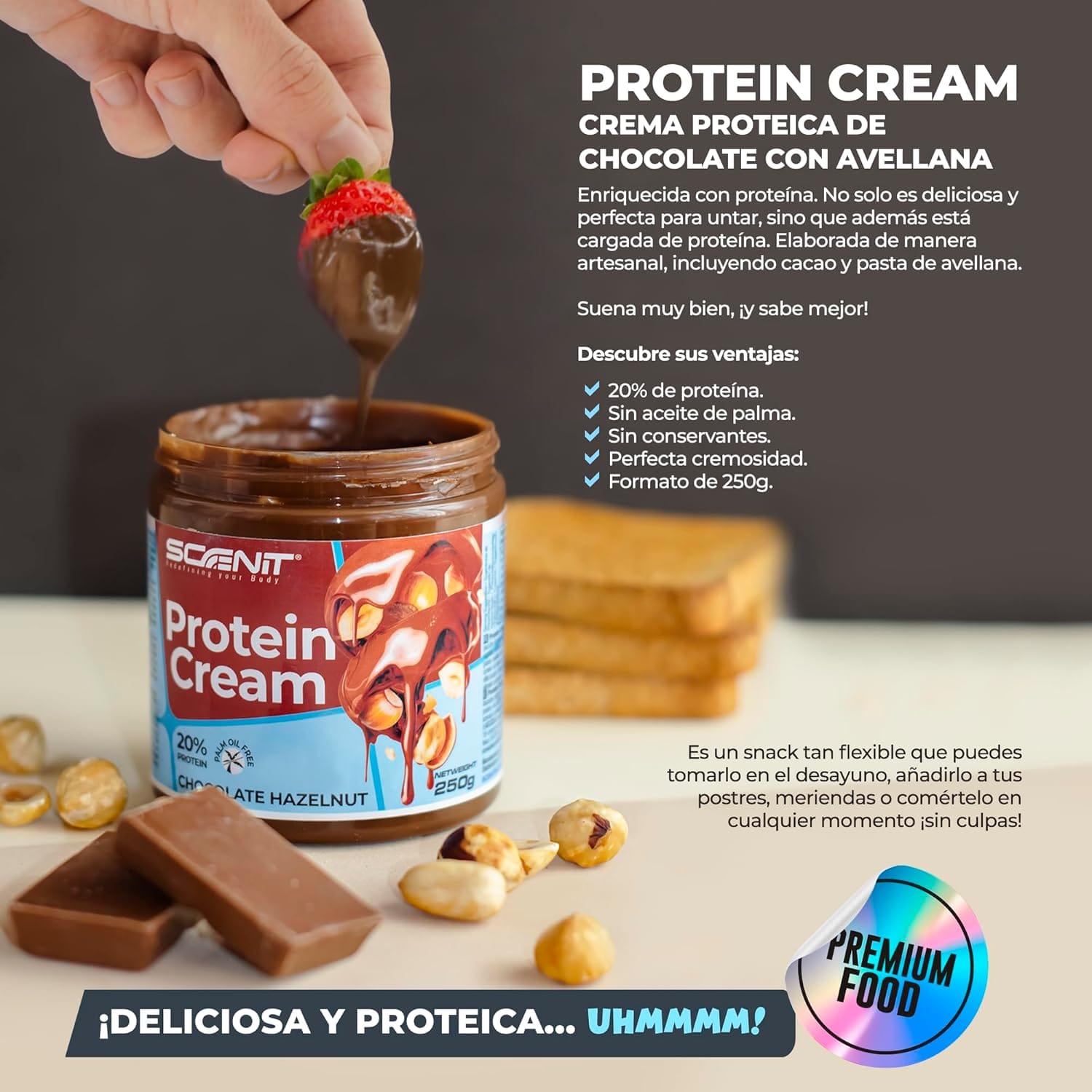 Crema Proteica Chocolate Avellana 250 g - Imagen 3