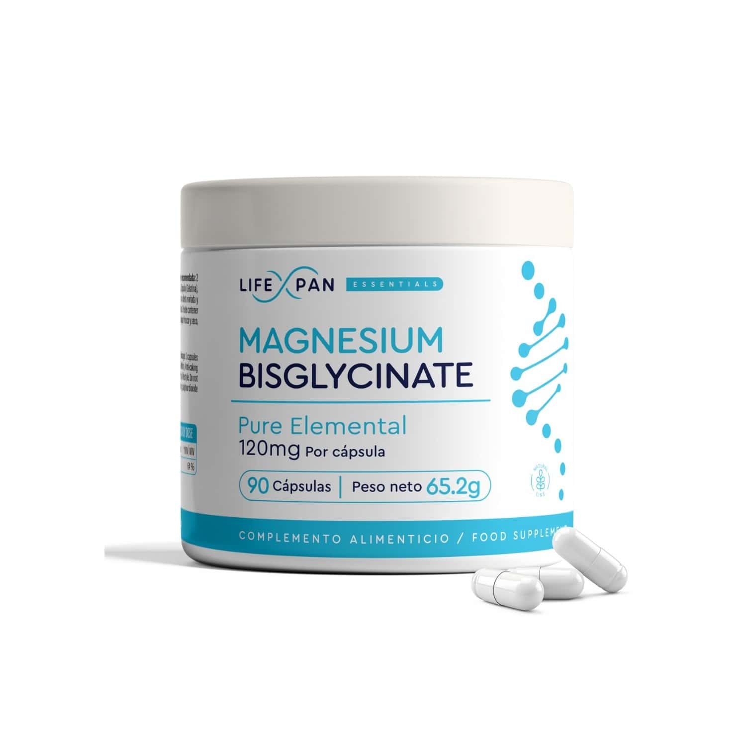 MAGNESIO - MAGNESIUM BISGLYCINATE 90 cáps. – LifeXpan - Imagen 3