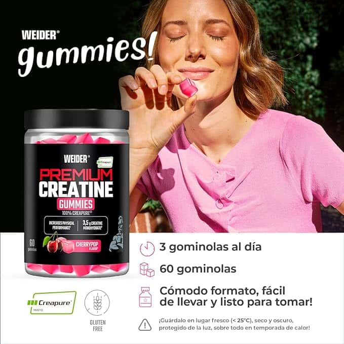 Gominolas funcionales sabor cereza con fórmula Creapure® – 60 unidades - Imagen 3