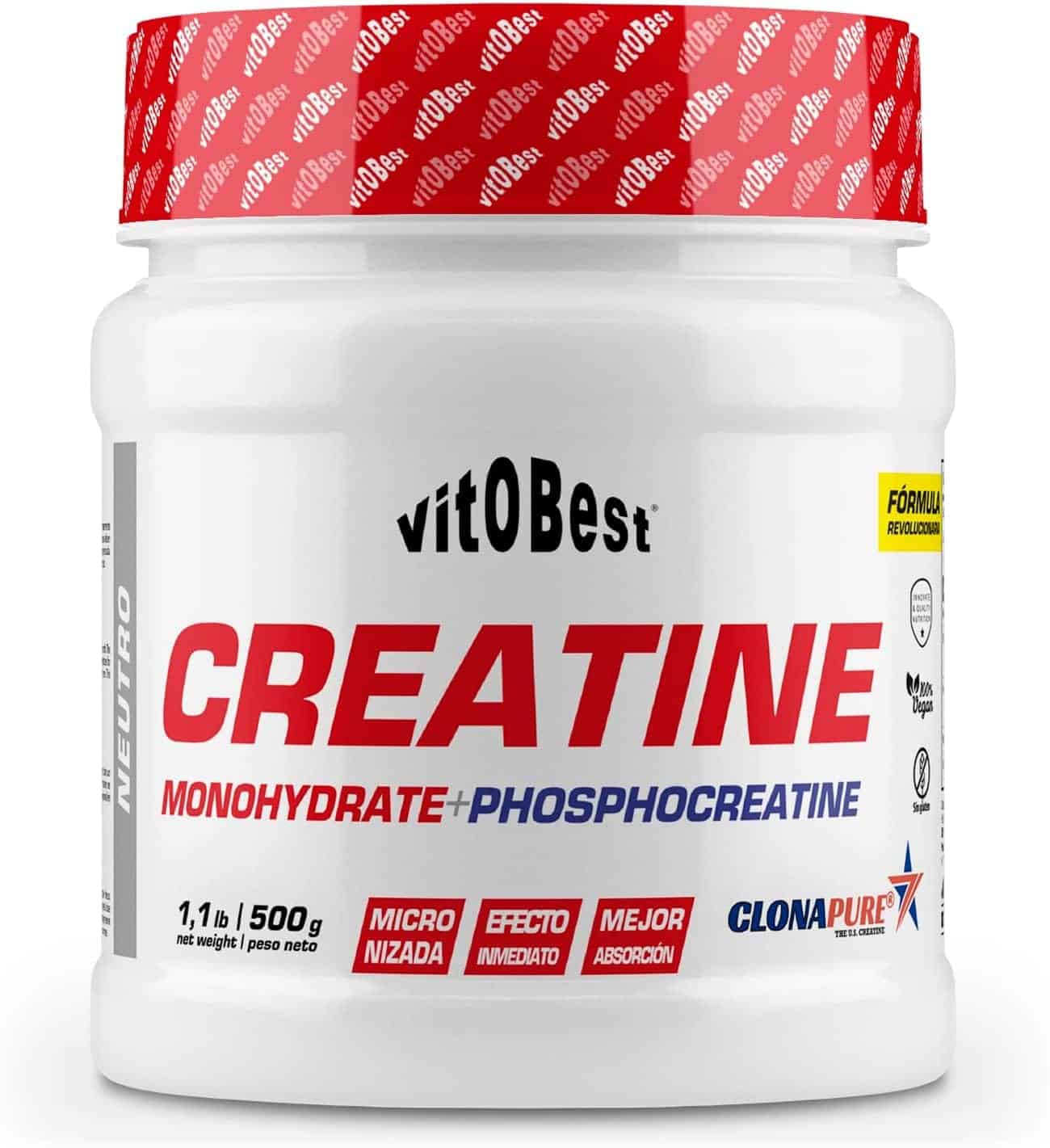 Creatina Clonapure® 500 g – Vitobest – Monohidrato + Fosfocreatina + ATP - Imagen 3
