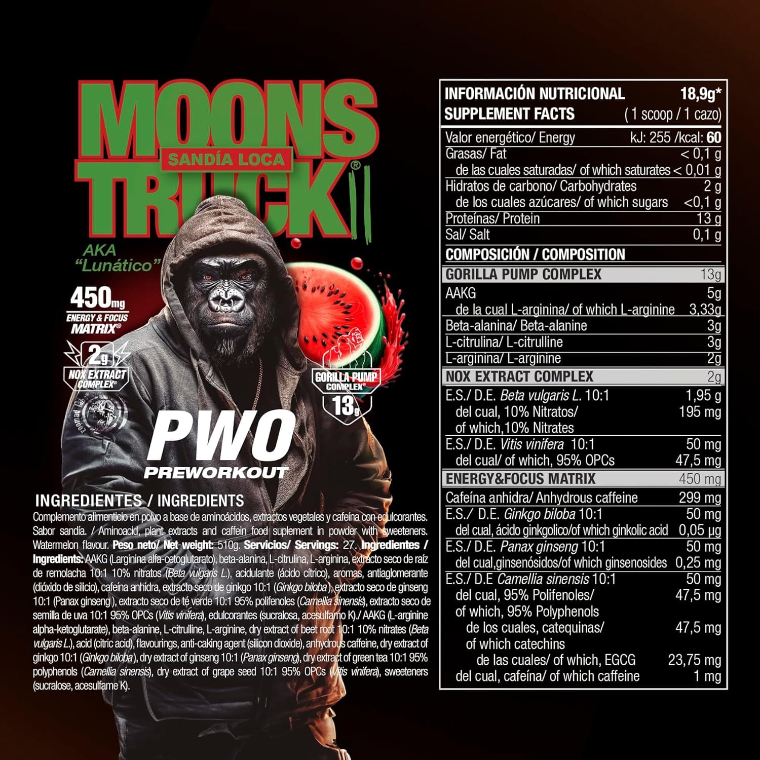 Zoomad Labs Moonstruck II Pre Entreno con Cafeína 510 g - Imagen 4